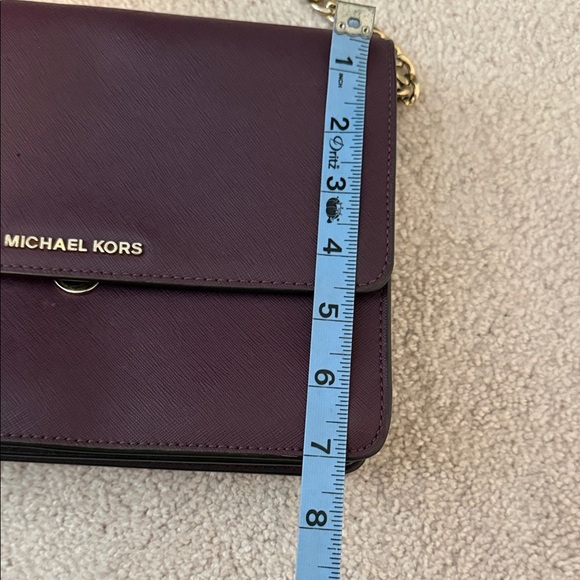 Michael Kors Deep Plum Leather Crossbody with Chain Strap - Picture 9 of 10